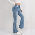 Women's High-Waisted Flared Jeans with Darts