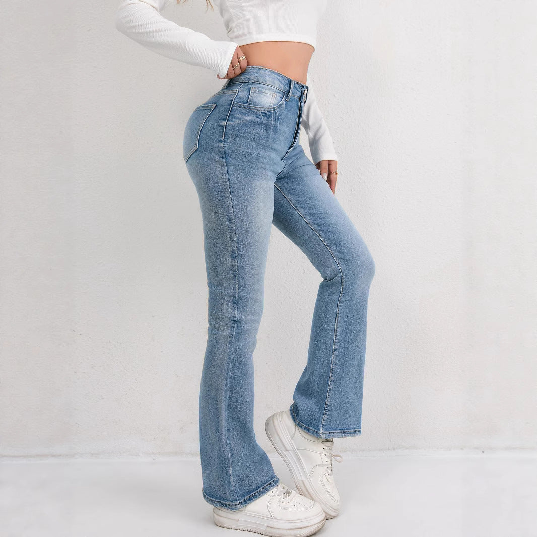 Women's High-Waisted Flared Jeans with Darts