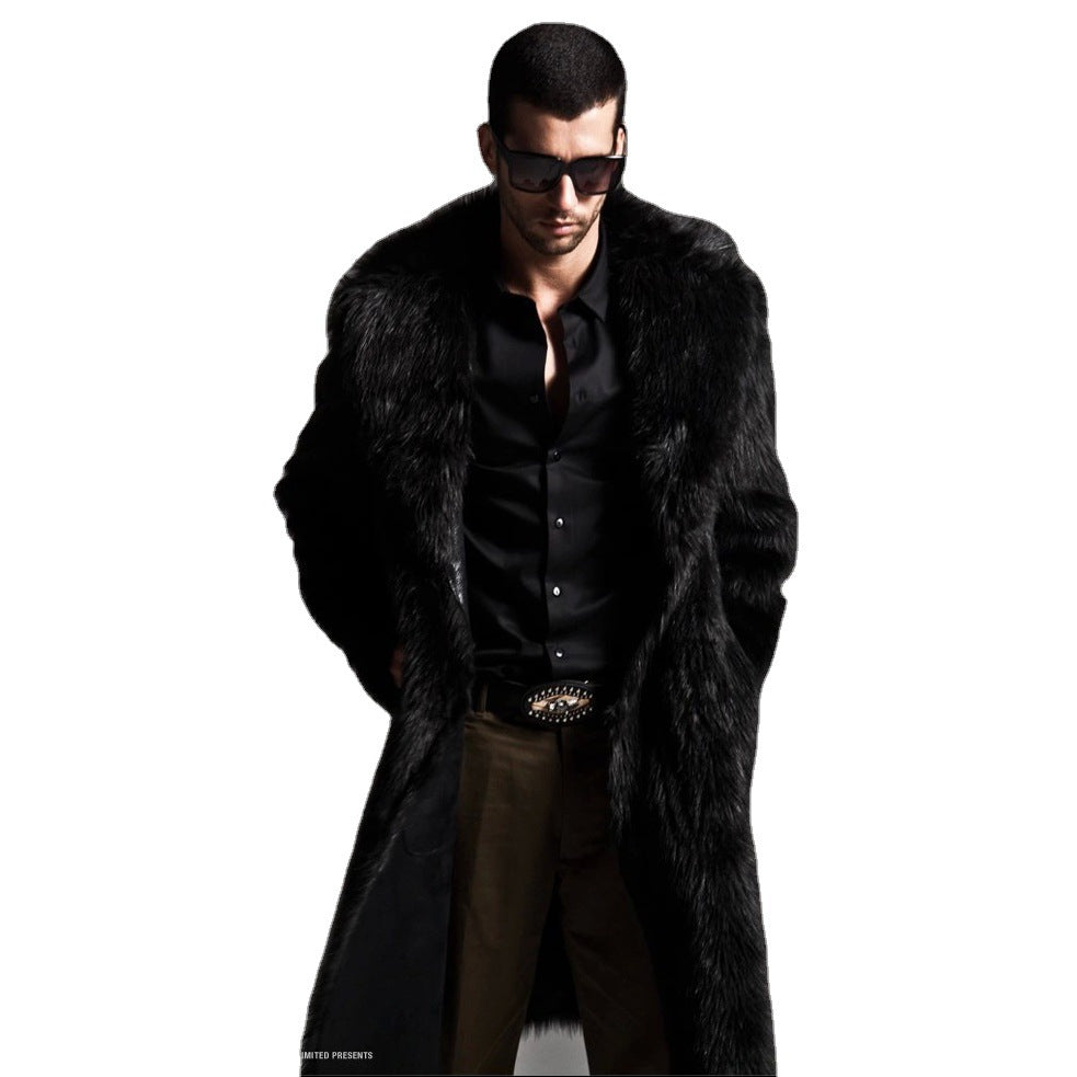 Women's Luxury Faux Fur Coat with Wide Lapel