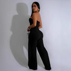 Women's Jumpsuit with Elegant Bustier Bodice and Contrasting Hem Accents