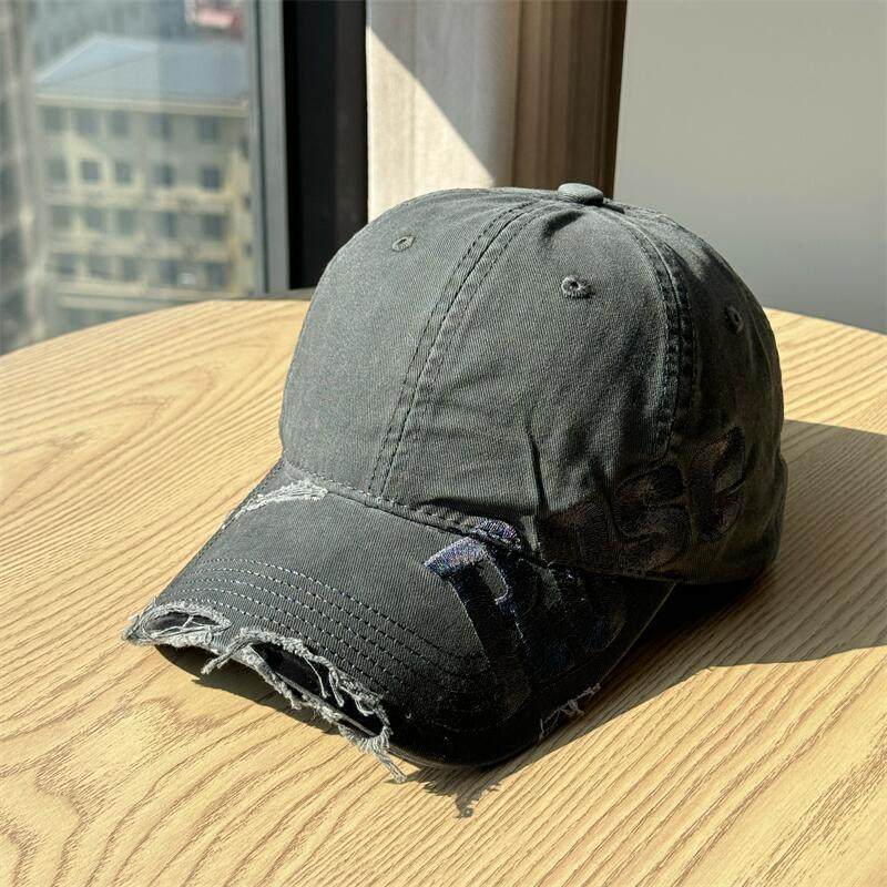 Men's Distressed Cotton Baseball Cap