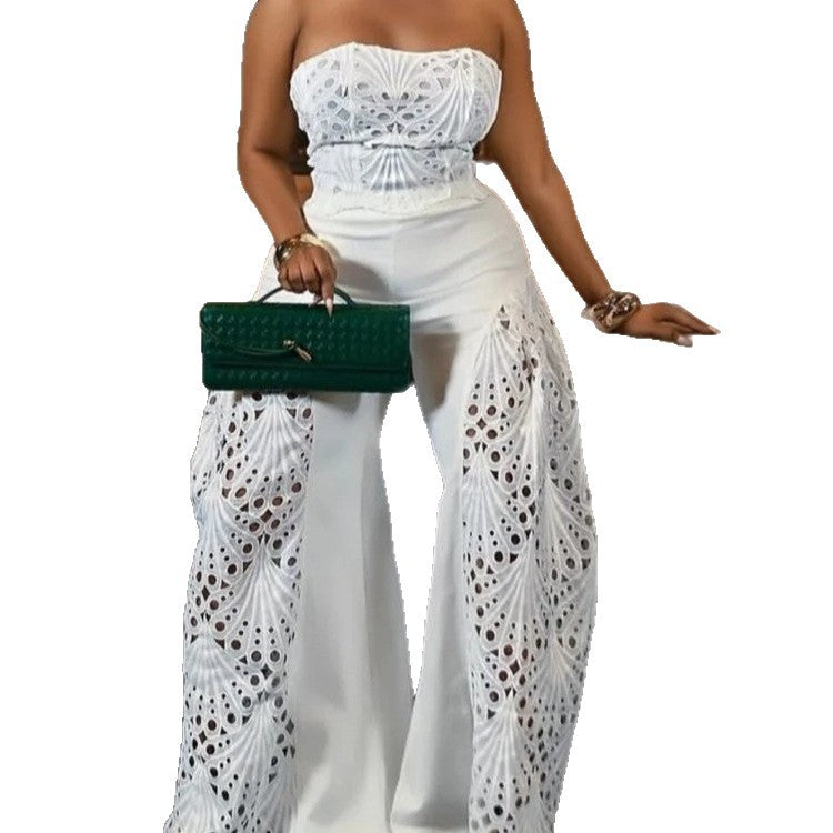 Elegant Jumpsuit with Floral Cut-Out Details