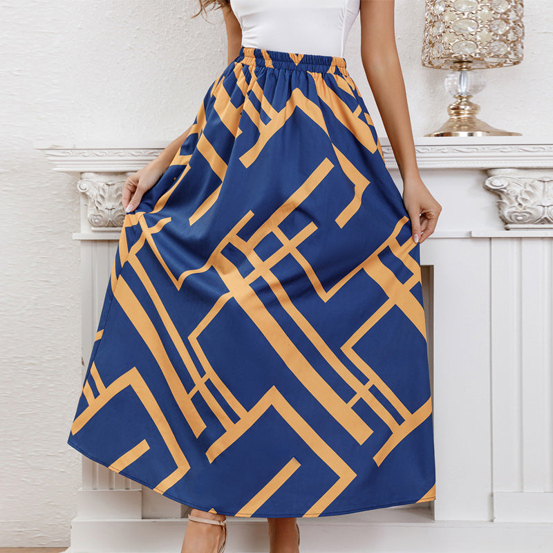 Women's Geometric Print Maxi Skirt