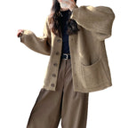 Women's Cozy Cardigan with Large Pockets and Button Detail