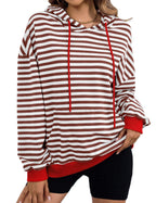 Women's Striped Hoodie with Kangaroo Pocket