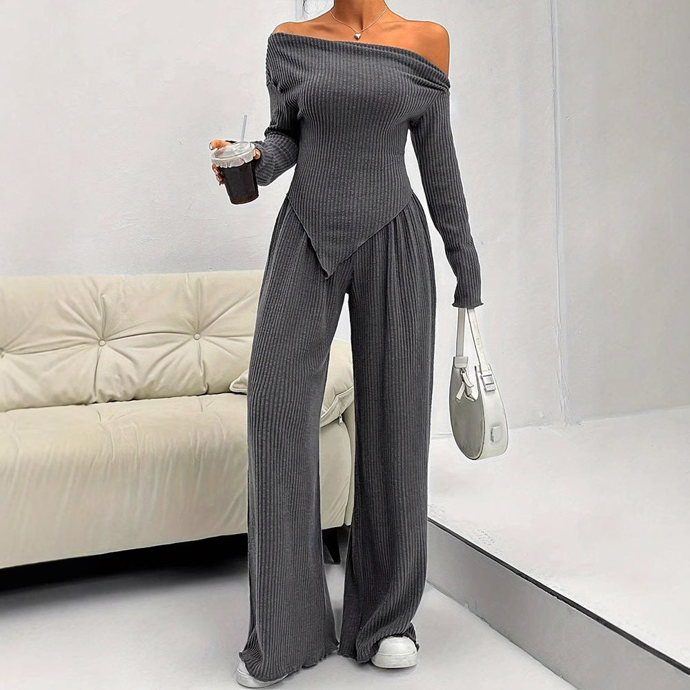 Long Sleeve Asymmetric Neckline Jumpsuit