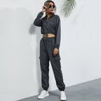Women's Casual Jumpsuit with Half-Zip and Practical Pockets