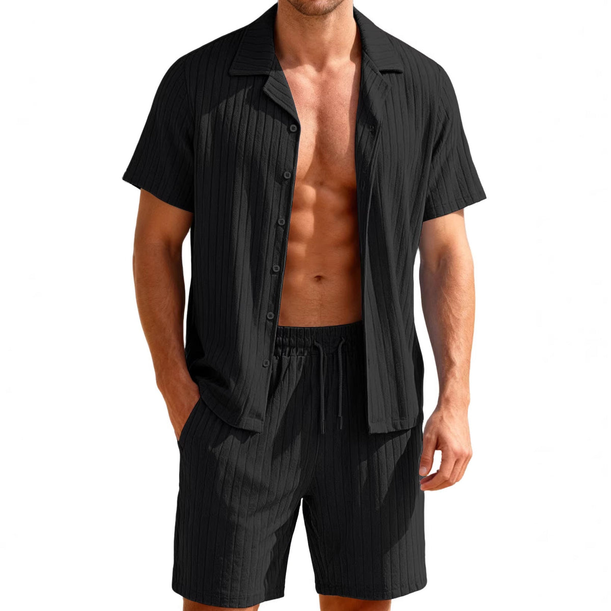 Men's Ribbed Fine Knit Lounge Set