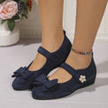 Women's Ballet Flats with Decorative Bow and Comfortable Wedge Heel