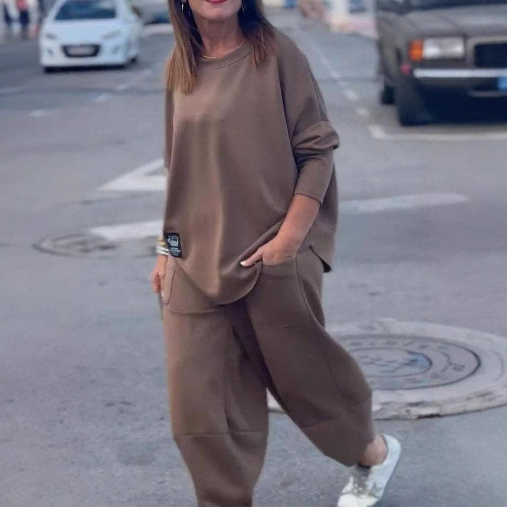 Casual Lounge Set with Wide Pants and Comfortable Top