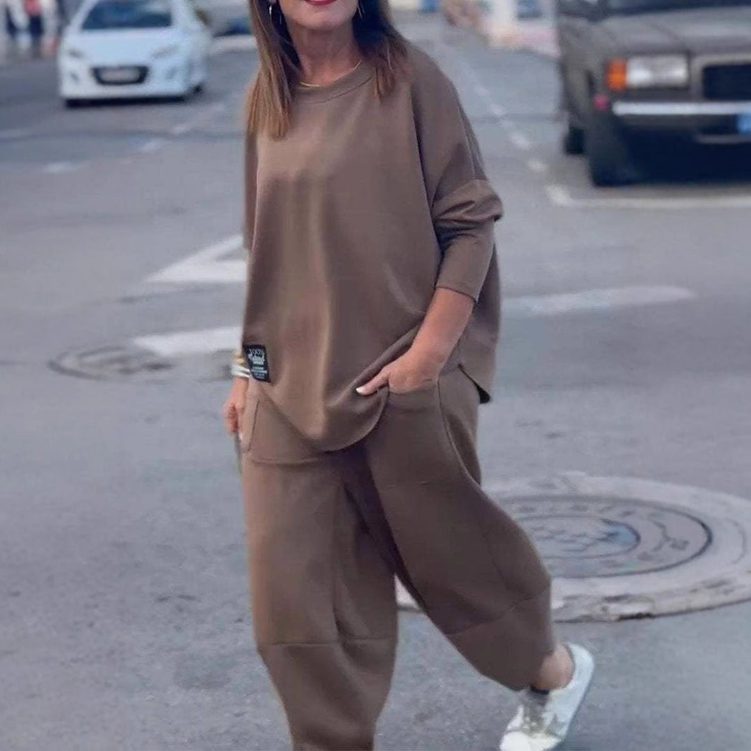 Casual Lounge Set with Wide Pants and Comfortable Top