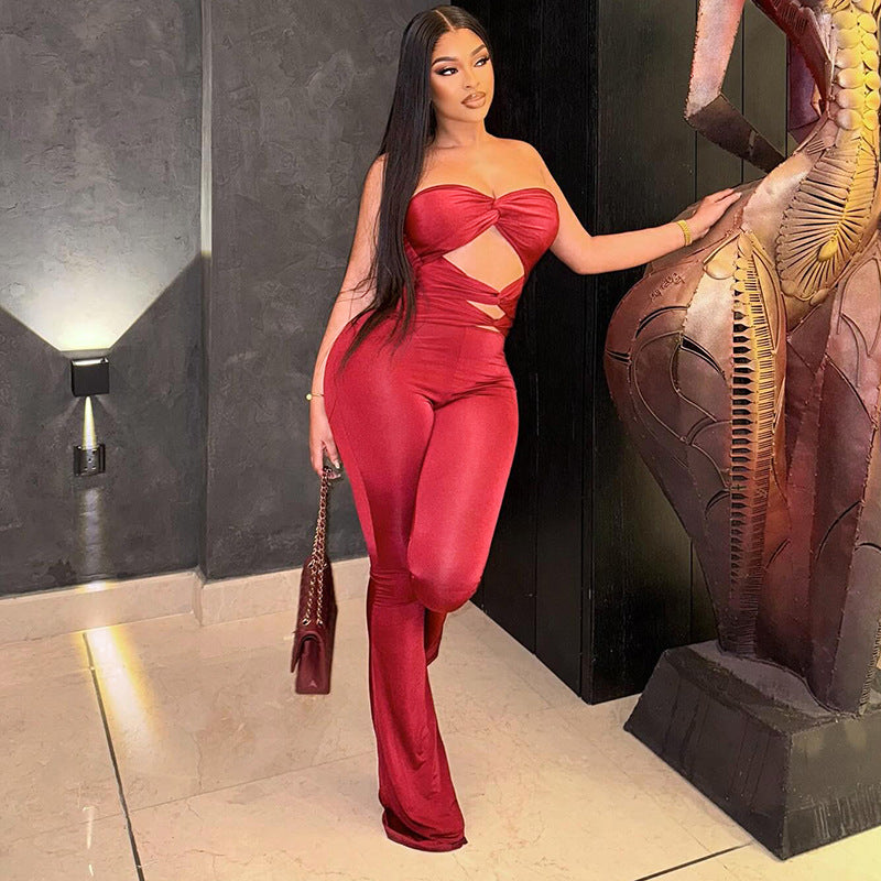 Elegant Cut-Out Jumpsuit with Flowing Legs