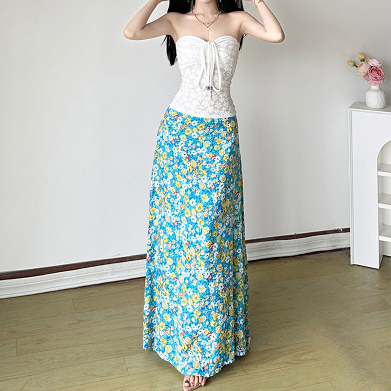 Women's Bandeau Top with Floral Pattern and Braided Detail