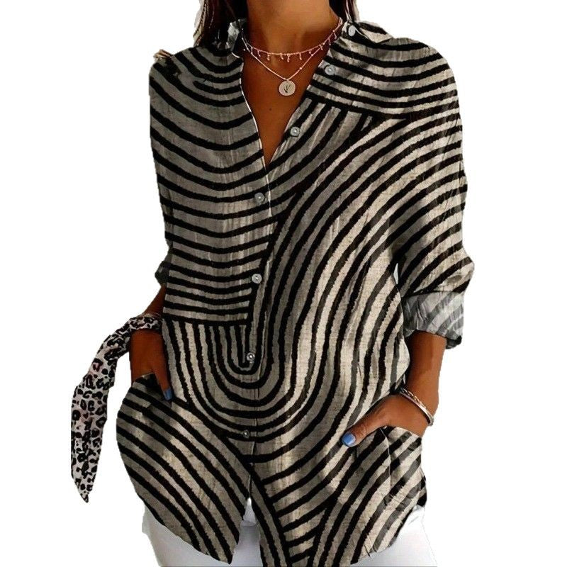 Women's Modern Shirt Blouse with Graphic Pattern