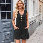 Women's Textured Jumpsuit with Decorative Buttons