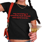 Women's Cropped T-Shirt with Inspirational Text and Slim Fit