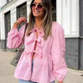 Women's Blouse with Playful Ruffle Details and Gathering