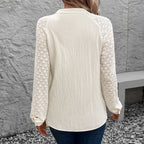 Women's Blouse with Elegant Lace Sleeves and Textured Fabric