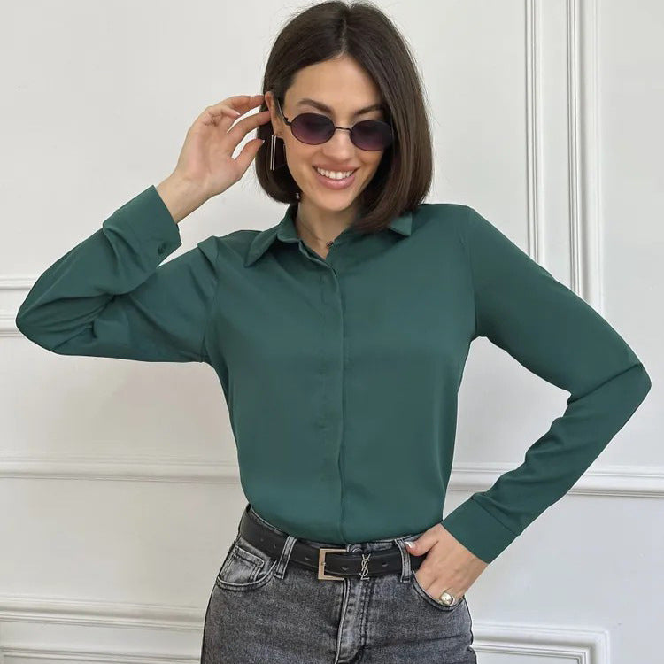 Elegant Women's Shirt Blouse with Luxurious Sheen