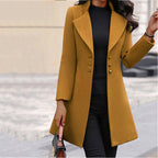 Women's Elegant Wool Coat with Double-Breasted Design