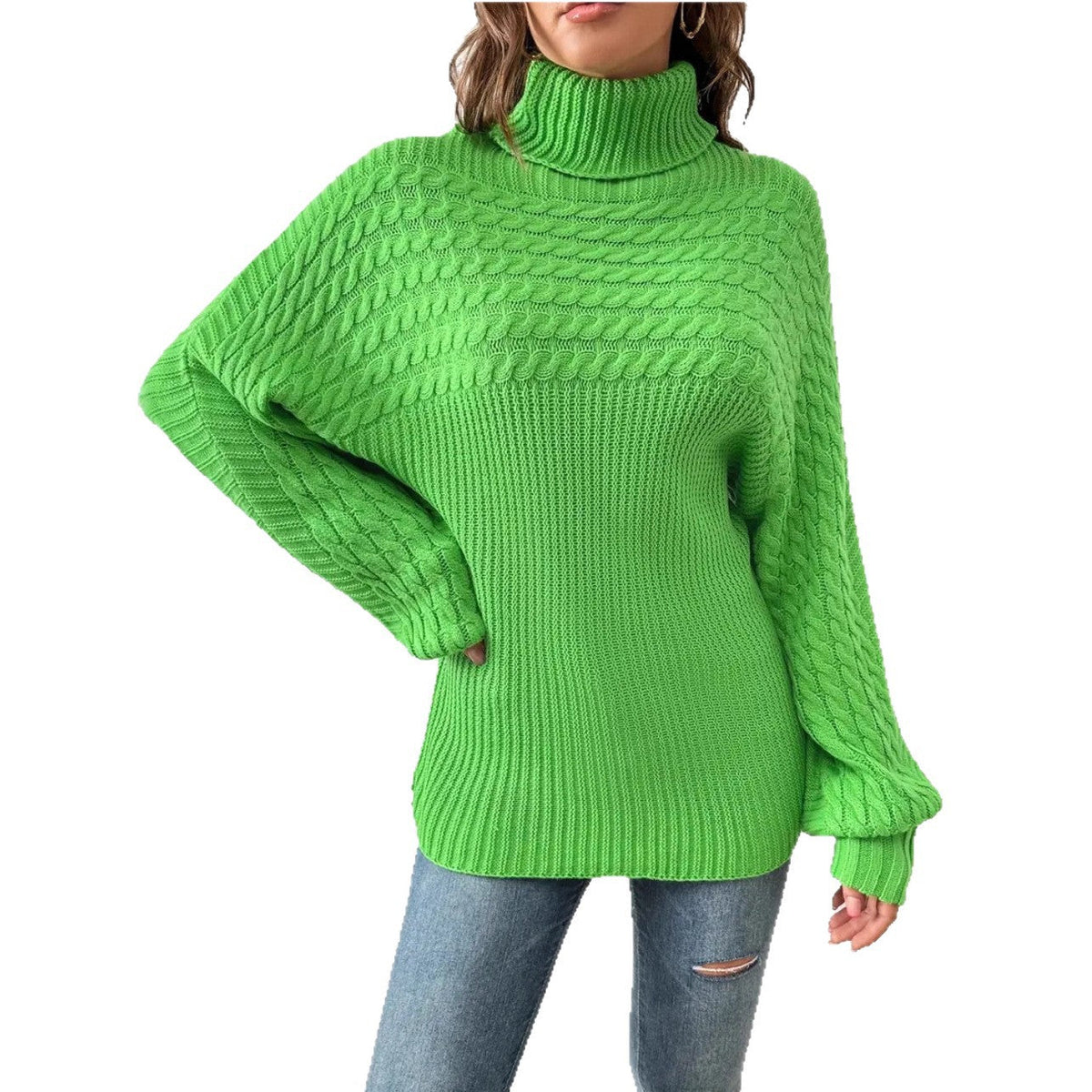 Women's Cozy Turtleneck Sweater with Textured Design