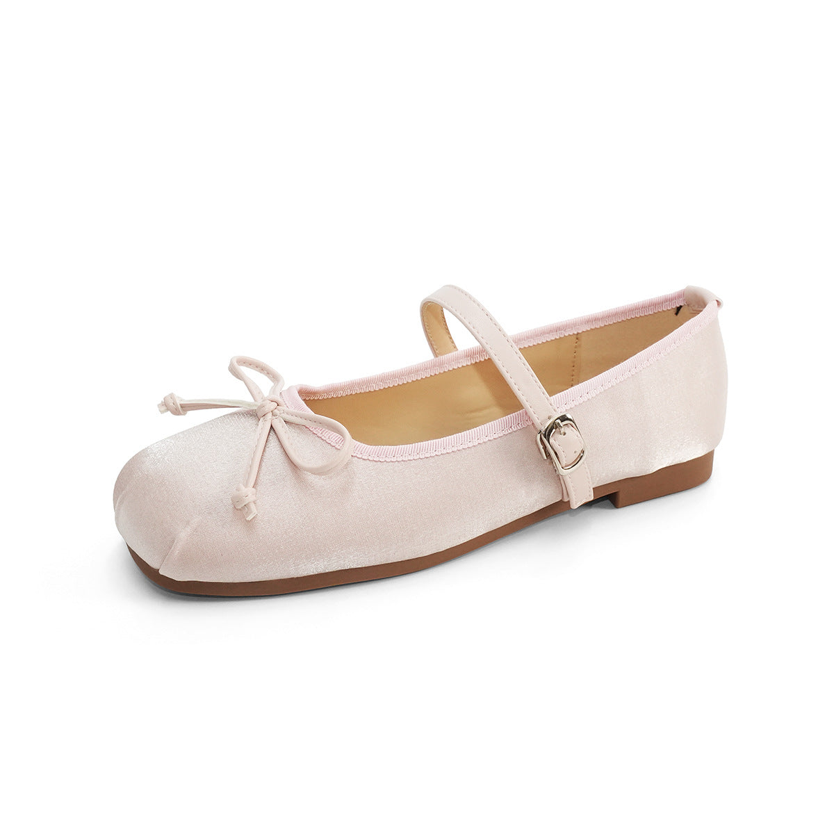 Women's Ballet Flats with Elegant Strap Design and Decorative Bow Accent