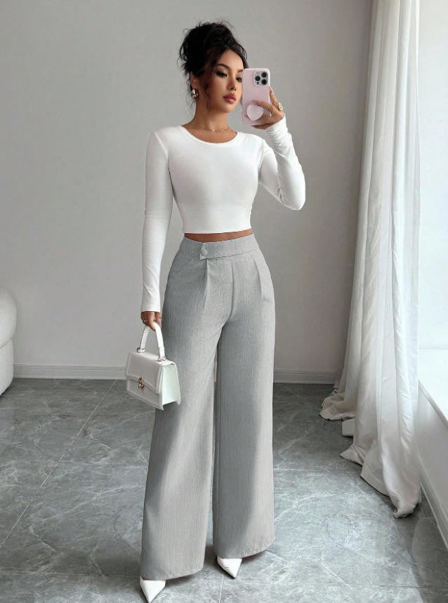 High-Waisted Elegant Soft Trousers