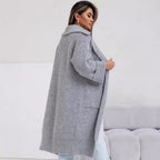 Women's Long Knit Coat with Hood and Pockets