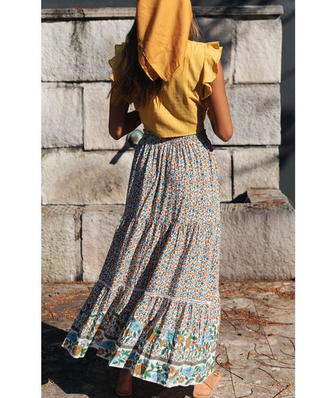 Women's Floral Cotton Maxi Skirt