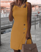 Elegant Sheath Dress with Button Detail