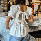 Women's Knot-Detail Puff Sleeve Blouse