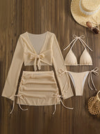Women's Swimsuit Set with Mesh Design and Adjustable Details