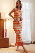 Women's Crochet Bikini Top and Maxi Skirt Set