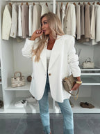 Women's Elegant Oversized Blazer with Deep Lapel and Pockets