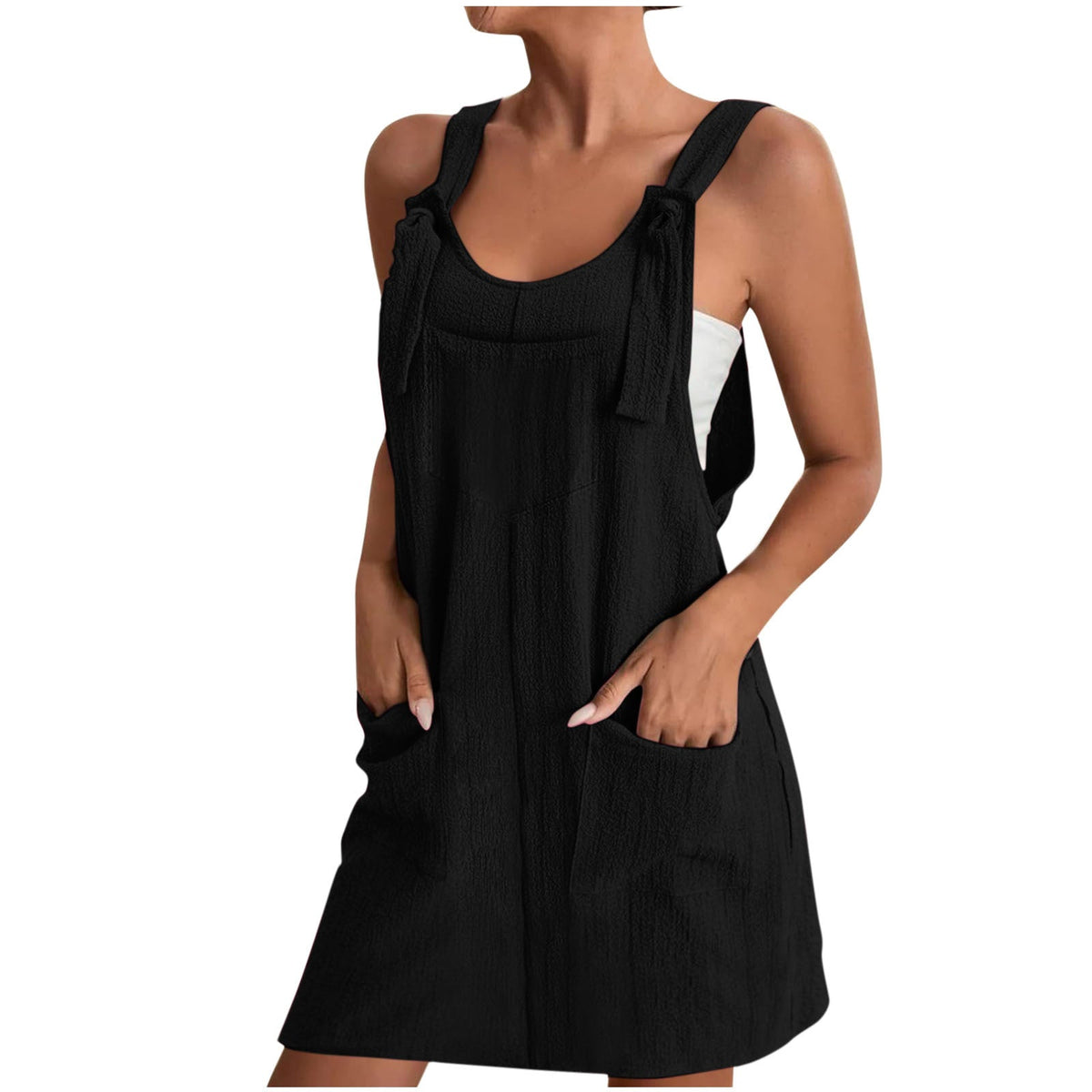 Women's Casual Jumpsuit with Pockets and Adjustable Straps