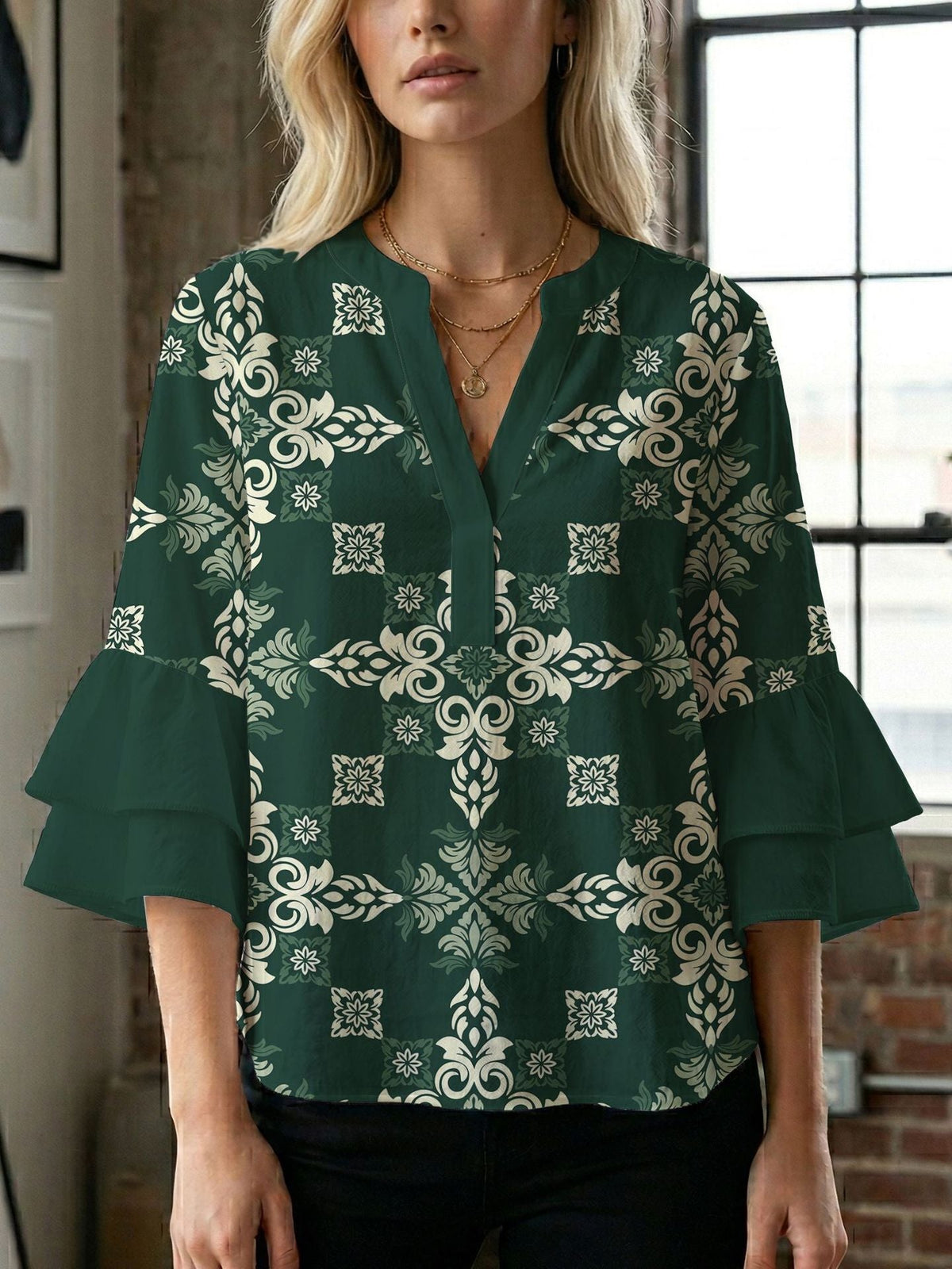 Women's Blouse with Beautiful Floral Design