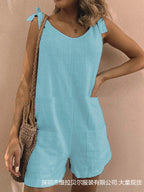 Women's Jumpsuit with Pockets and Adjustable Shoulder Straps