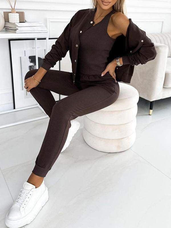 Women's Casual Jogging Suit with Chic Cut and Elastic Waistband