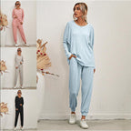 Women's Cozy Lounge Set with Casual Cut and Pockets