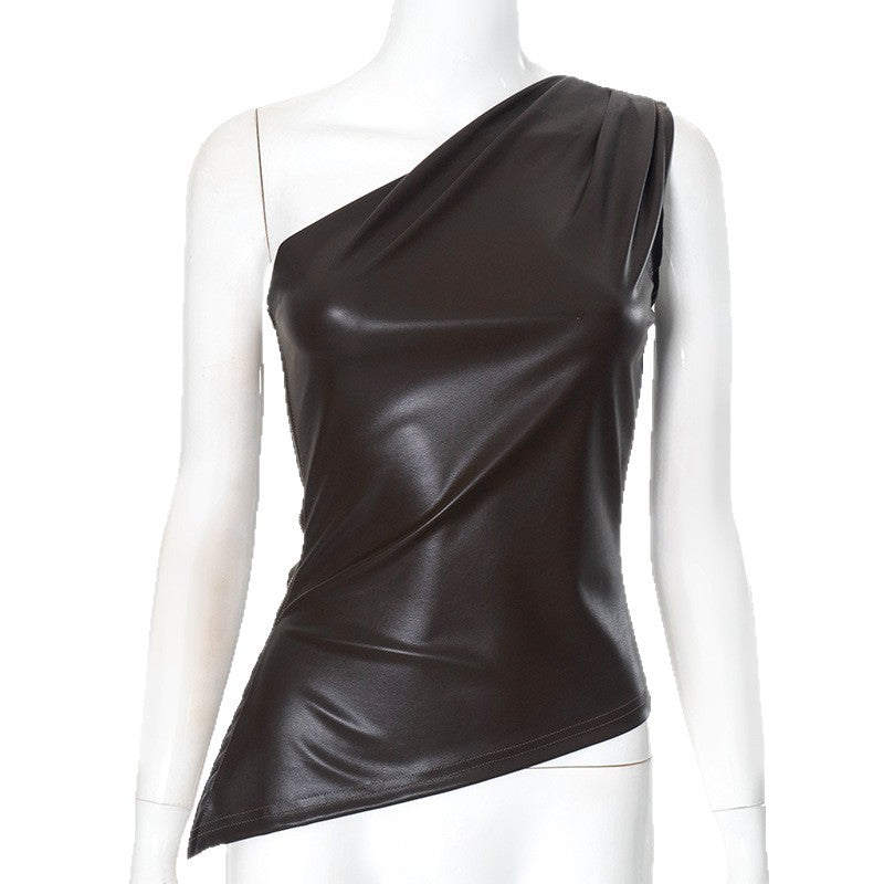 Women's Asymmetrical Top with Innovative Draping