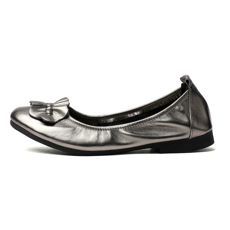 Women's Ballet Flats with Decorative Bow Accent and Non-Slip Sole