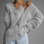 Women's Fluffy Cardigan with Wrap Look