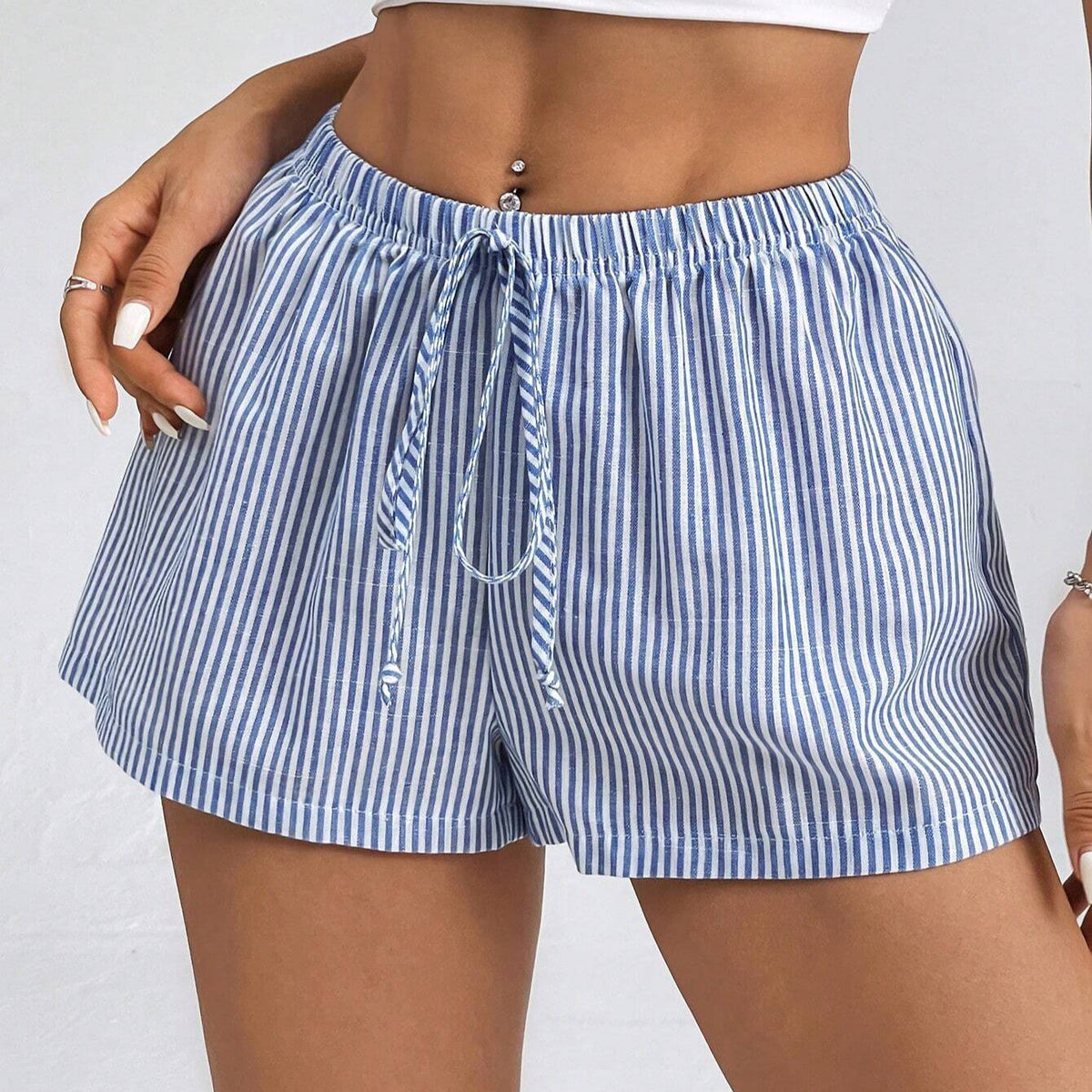 Women's Striped Lounge Pants with Adjustable Drawstring