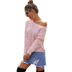 Women's Off-Shoulder Sweater with Pearl Embellishments