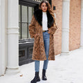 Elegant Faux Fur Coat with Wide Collar