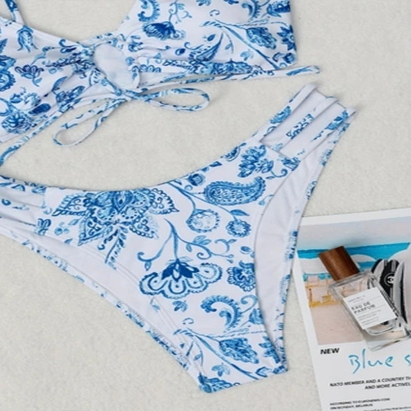 Women's Swim Set with Floral Print and Adjustable Straps