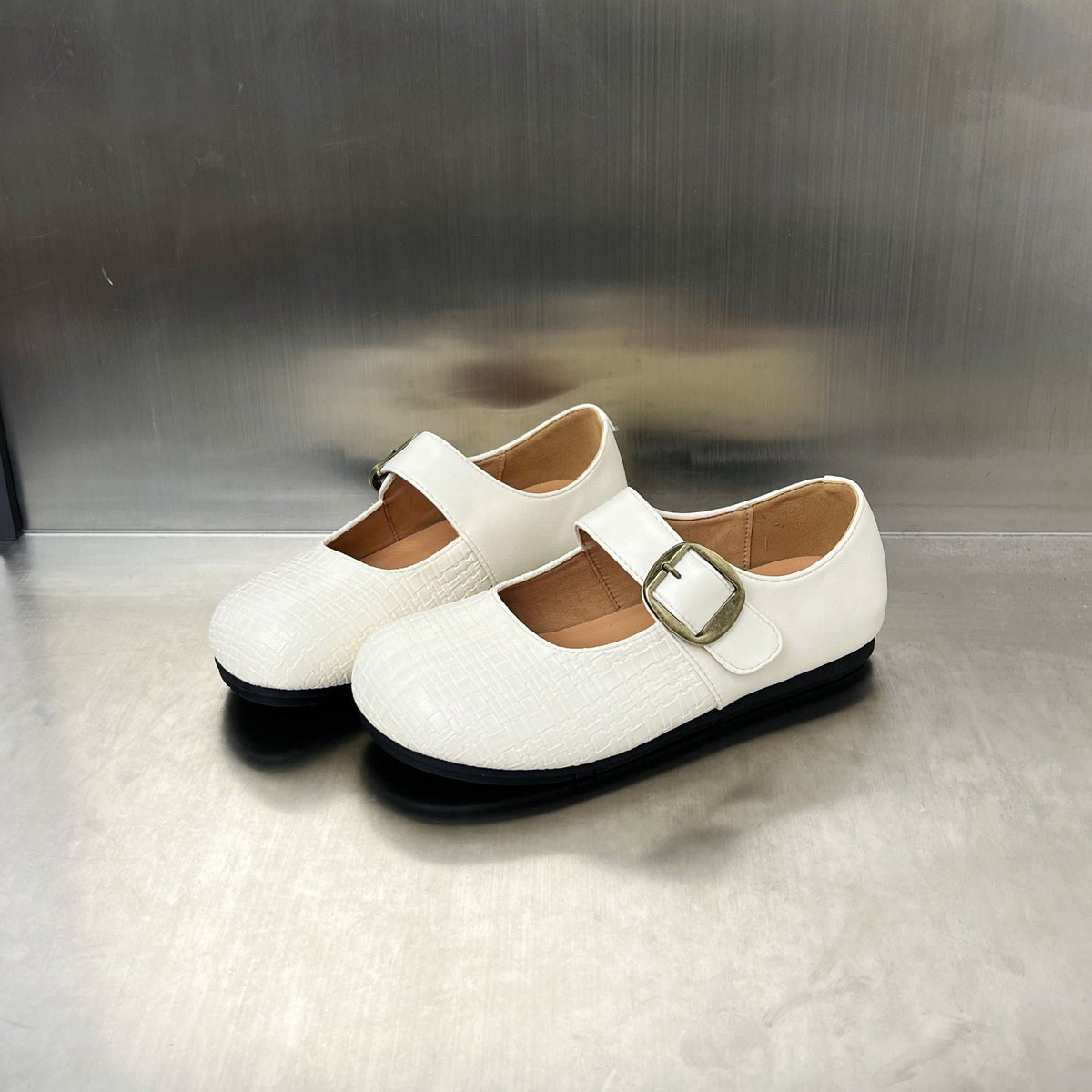 Women's Ballet Flats with Elegant Strap and Textured Upper