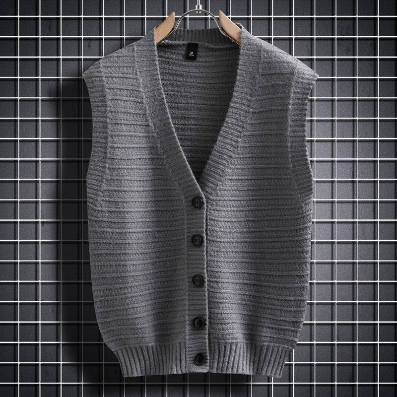 Sleeveless Knit Cardigan with Button Details