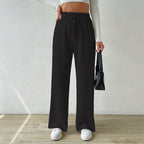 Women's Relaxed Knit Loungewear Set with High Waist and Wide Leg