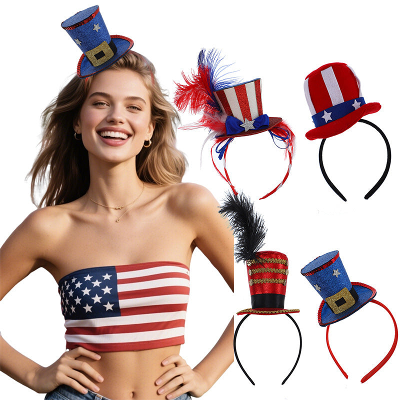 Independence Day novelty plush mini top hat headband
